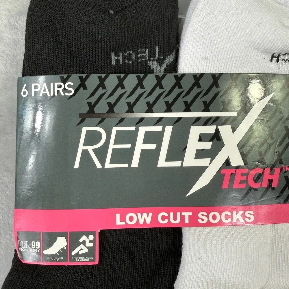 Reflex Tech Womens Low Cut Athletic Socks 6 Pairs Cushioned Moisture Wicking